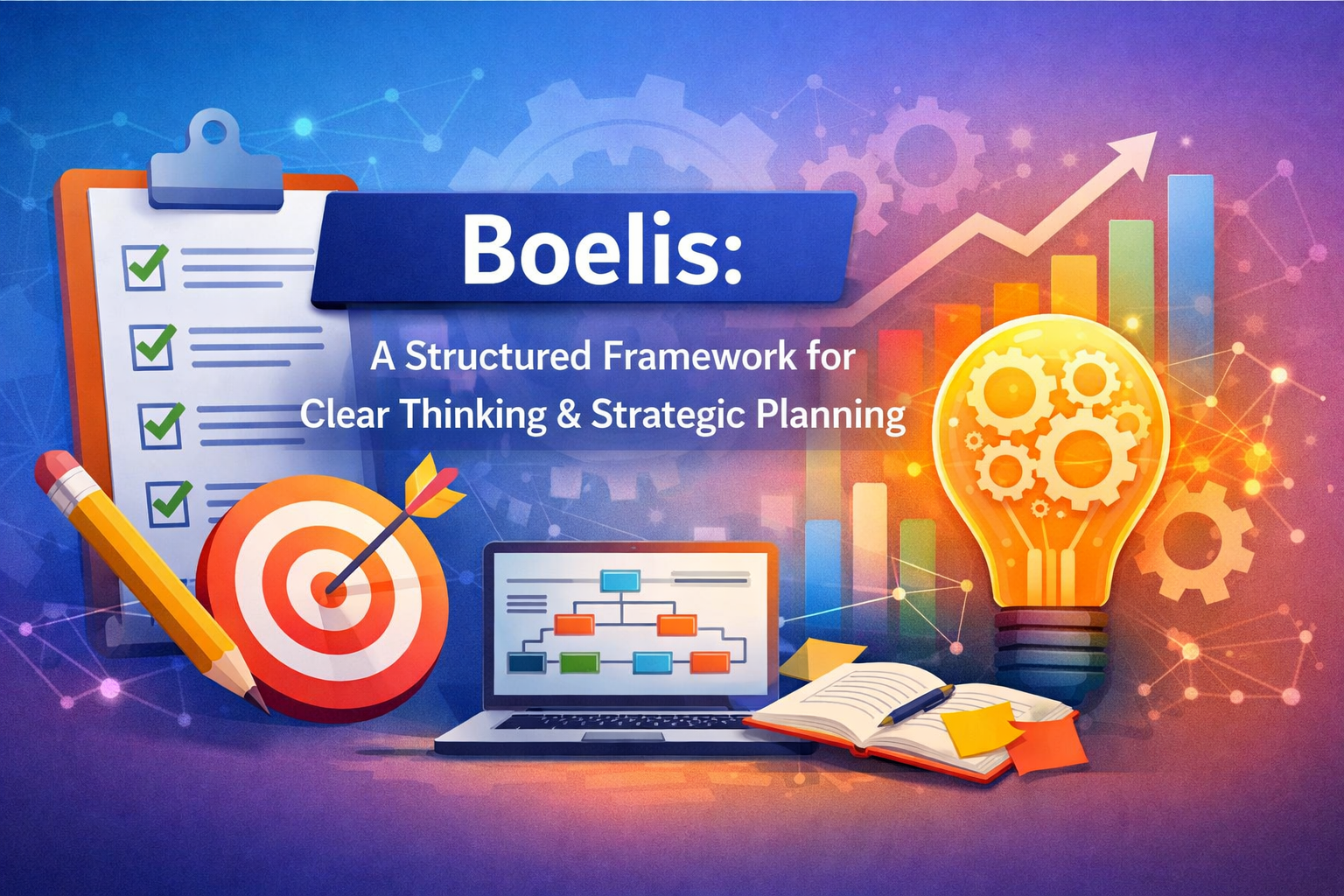 Boelis structured thinking framework concept with strategic planning and digital workflow illustration