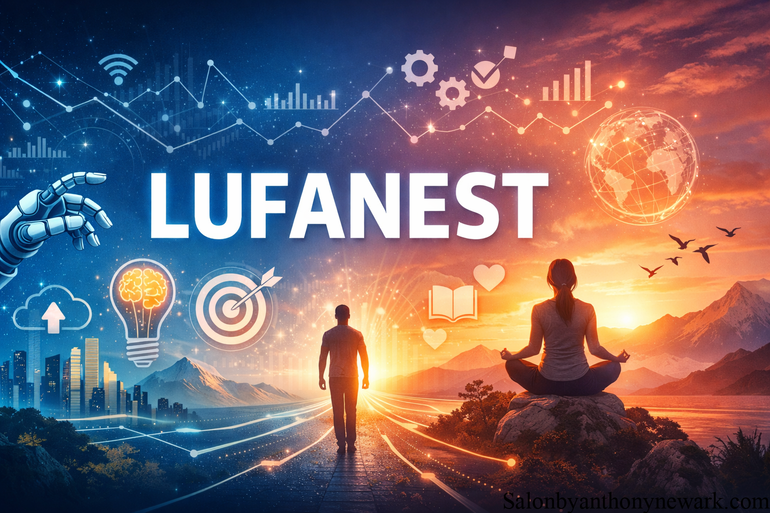 Lufanest concept illustration showing digital innovation, technology integration, and balanced modern lifestyle